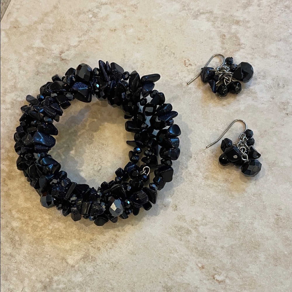 Chico's Black Beaded Bracelet Set